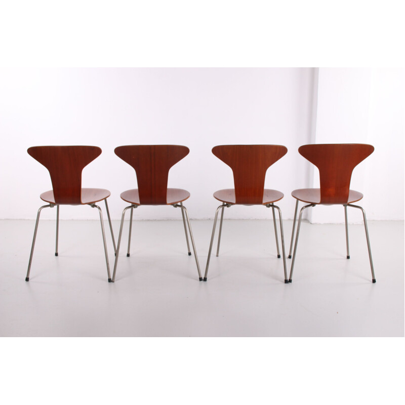 Juego de 4 sillas vintage Mosquito 3105 de Arne Jacobsen