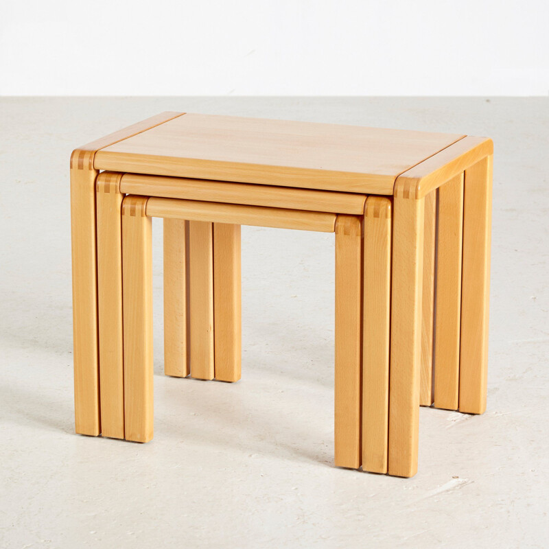 Vintage Beech Nesting Tables from Salling Stolefabrik Durup 1960s