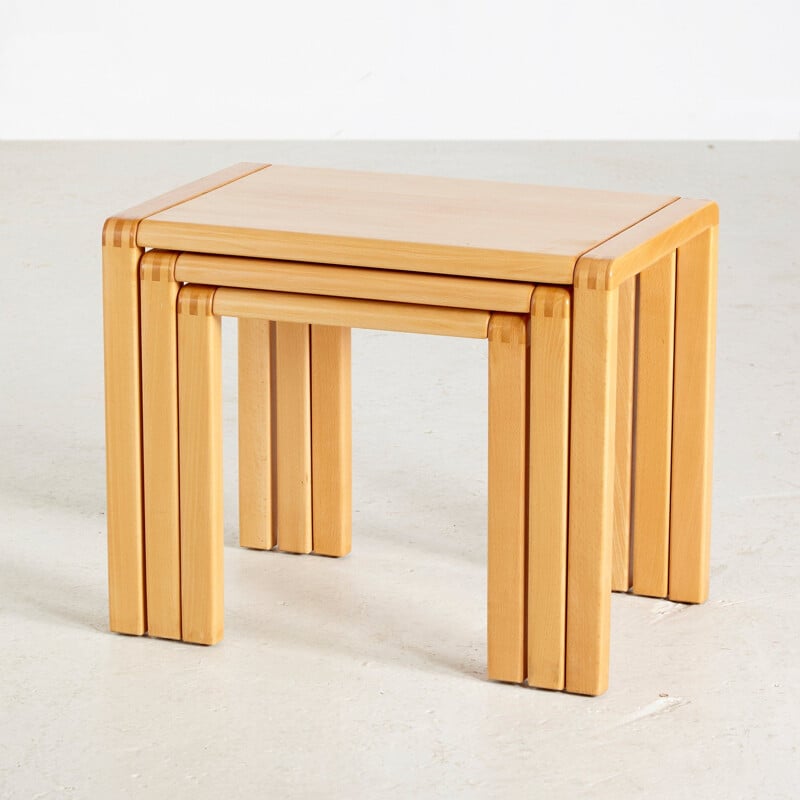 Vintage Beech Nesting Tables from Salling Stolefabrik Durup 1960s