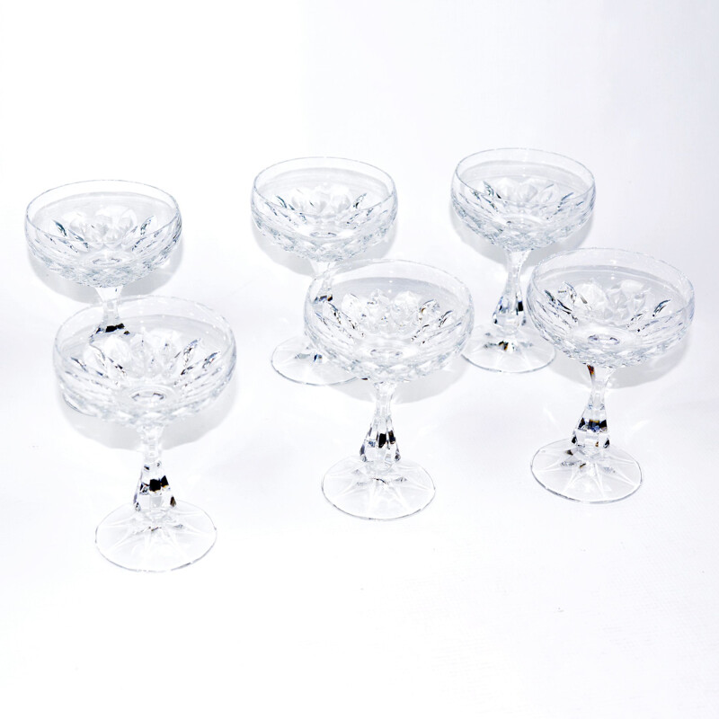 Set of 6 vintage Iris champagne glasses for Villeroy & Boch, Germany 1980s