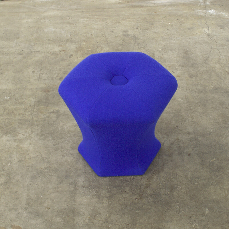Stool in blue fabric - 1980s