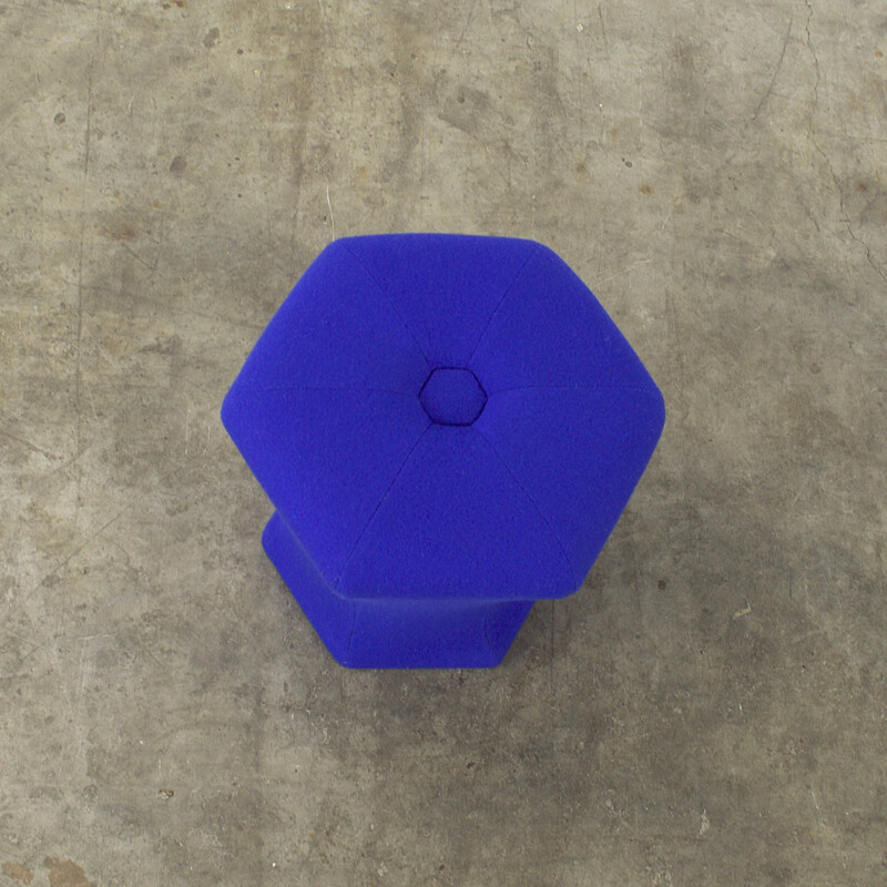 Stool in blue fabric - 1980s