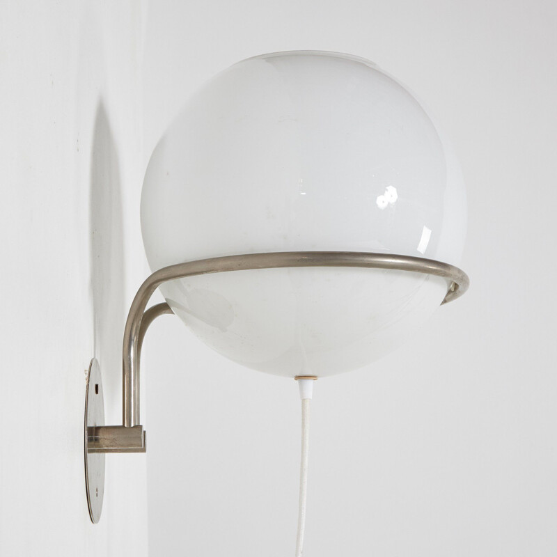 Vintage White Glass Wall Sconce by Tibor Újházi 1970s