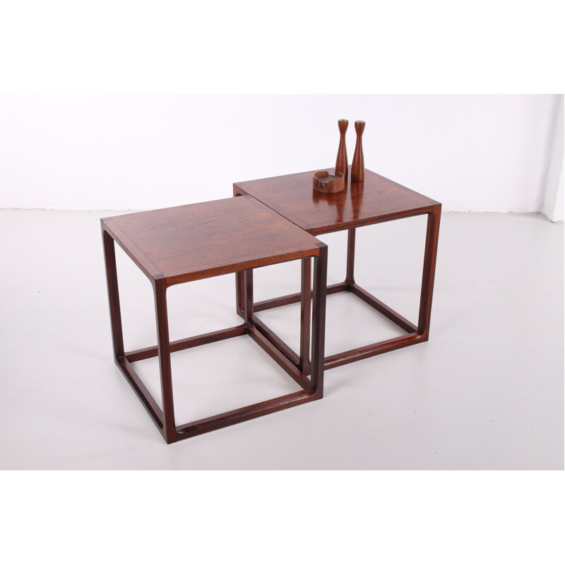 Pair of vintage Cube s coffee table by Aksel Kjersgaard, Denmark 1950s