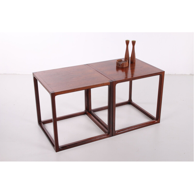 Pair of vintage Cube s coffee table by Aksel Kjersgaard, Denmark 1950s