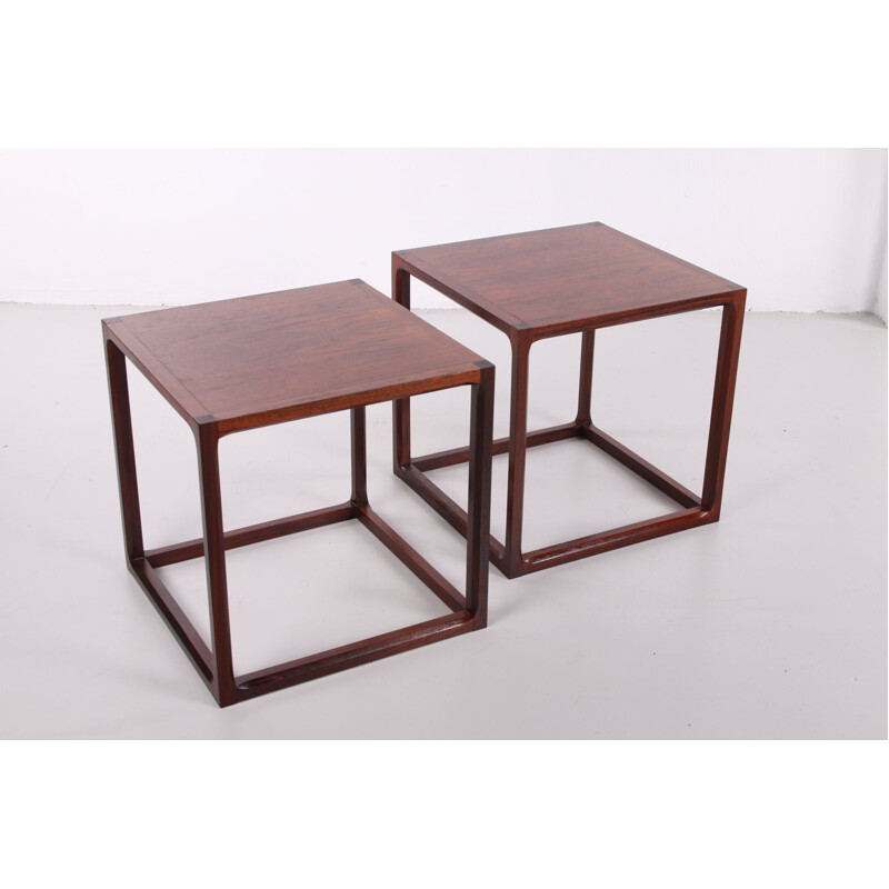 Pair of vintage Cube s coffee table by Aksel Kjersgaard, Denmark 1950s