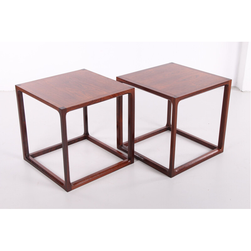 Pair of vintage Cube s coffee table by Aksel Kjersgaard, Denmark 1950s