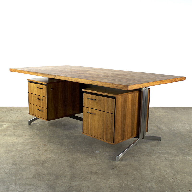 Bureau en palissandre et métal chromé EEKA, Friso KRAMER - 1950