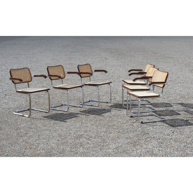 Set of 6 vintage B 64 armchairs by Marcel Breuer