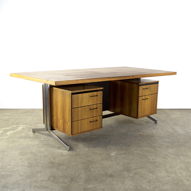 EEKA rosewood and metal desk, Friso KRAMER - 1950s