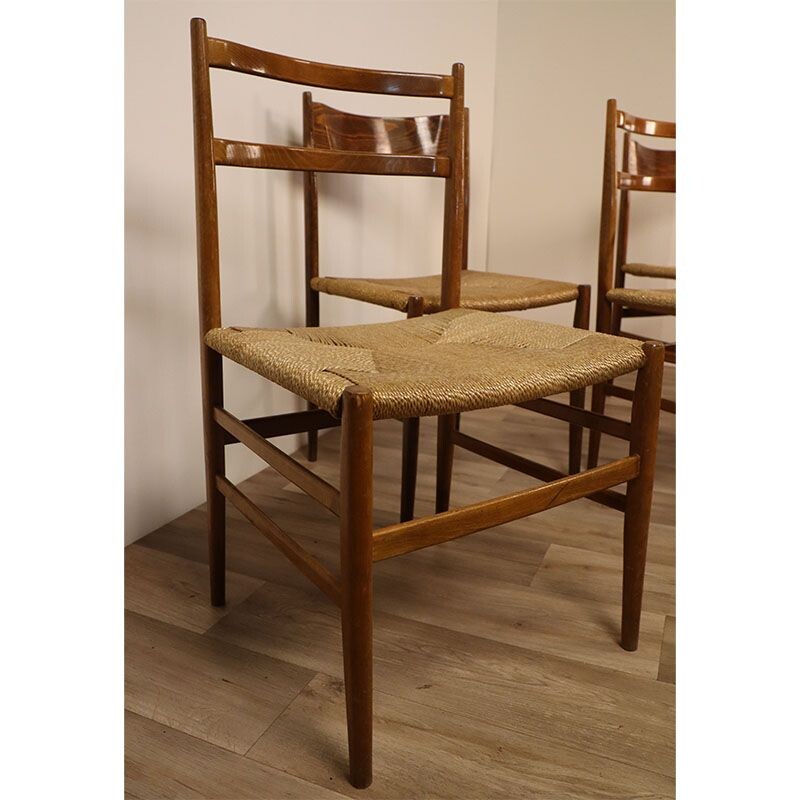 Set of 4 vintage rope chairs, Scandinav 1960s