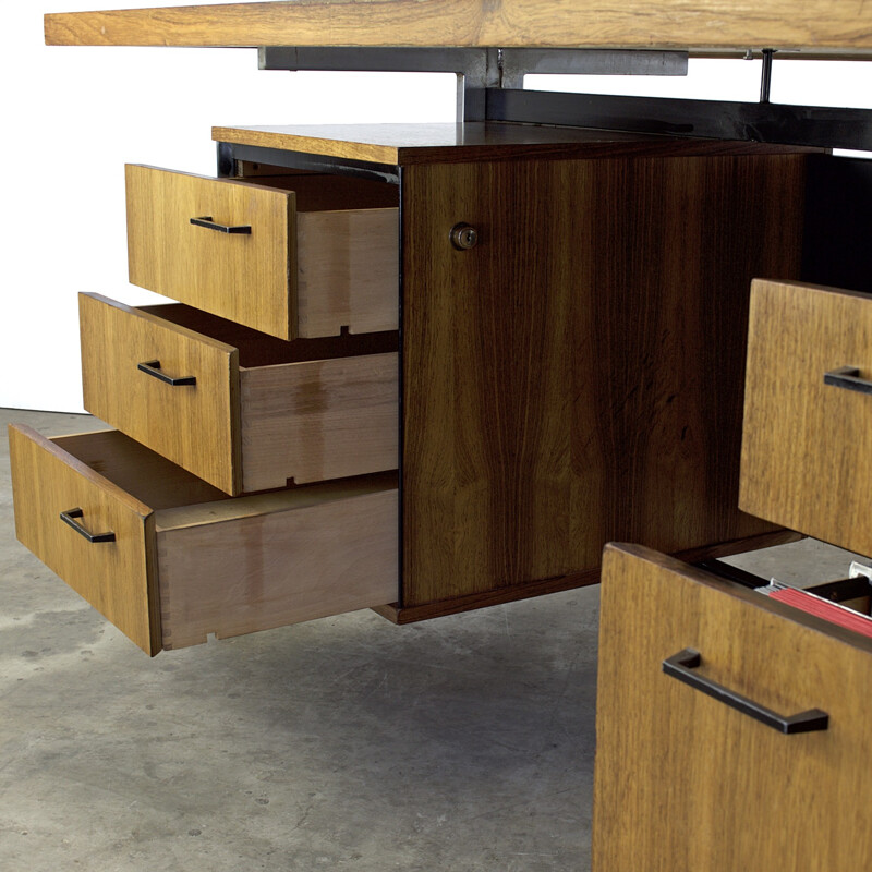 EEKA rosewood and metal desk, Friso KRAMER - 1950s