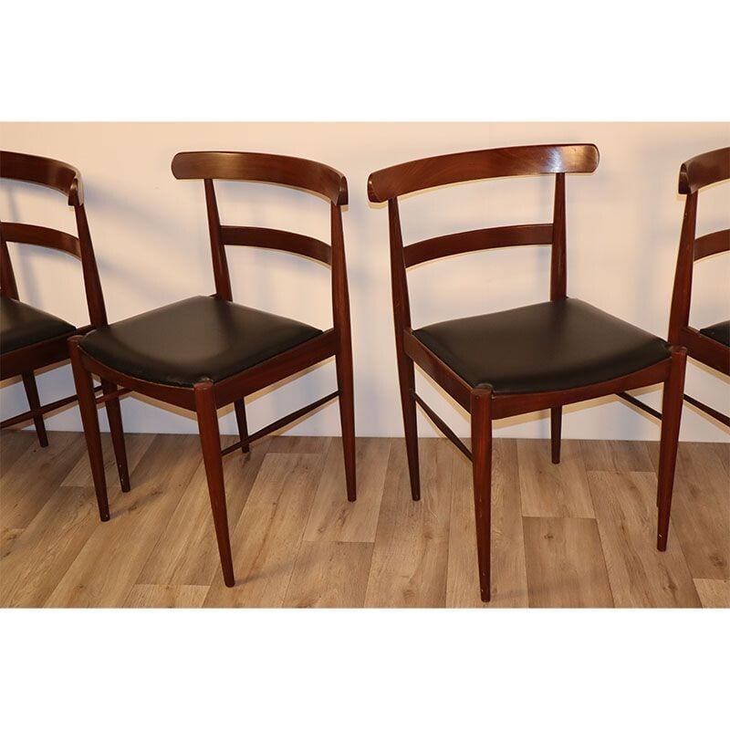 Lot de 4 chaises vintage en teck, Scandinave 1960s