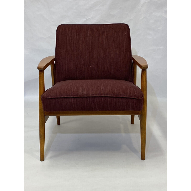 Vintage armchair in burgundy fabric by M. Zieliński, Danish 1960s