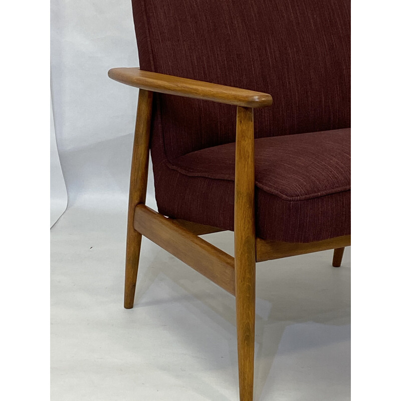 Vintage armchair in burgundy fabric by M. Zieliński, Danish 1960s