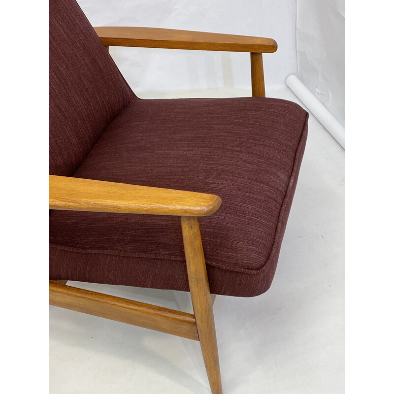 Vintage armchair in burgundy fabric by M. Zieliński, Danish 1960s