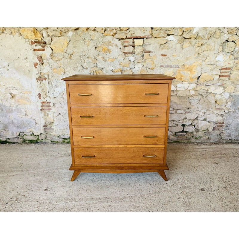 Vintage Chest of 4 Drawers on Compass Feet 1960s