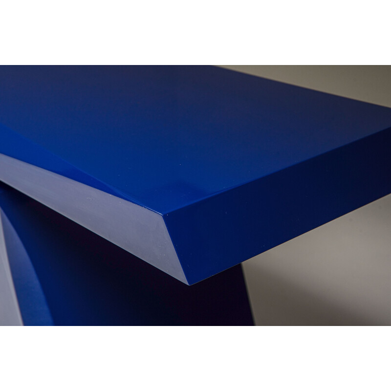 Vintage Blue lacquered console table, Belgium 1980s