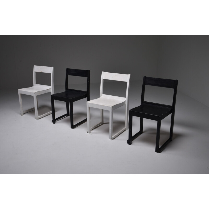 Vintage "Orchestra" Chairs Black & White by Sven Markelius, Sweden 1930s