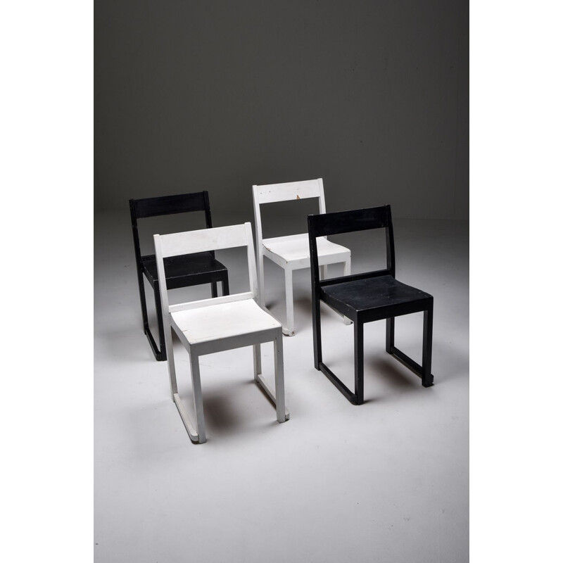 Chaises vintage "Orchestra" noir et blanc par Sven Markelius, Suède 1930