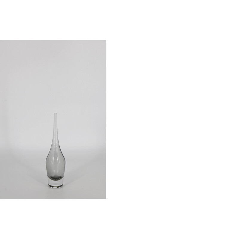 Skandinavische Vintage-Vase aus Glas mit schmalem Hals, Schweden 1960