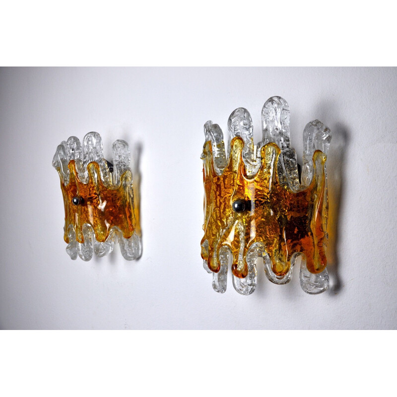 Pair of vintage "Lava" sconces by Carlos Nason for Murano, Italy 1970s