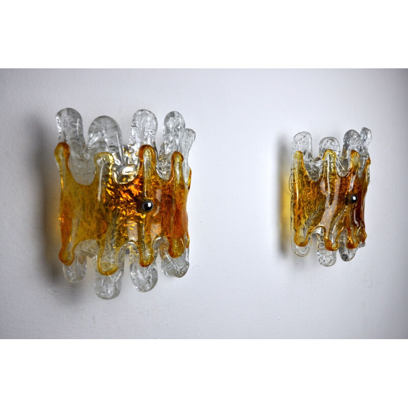 Pair of vintage "Lava" sconces by Carlos Nason for Murano, Italy 1970s