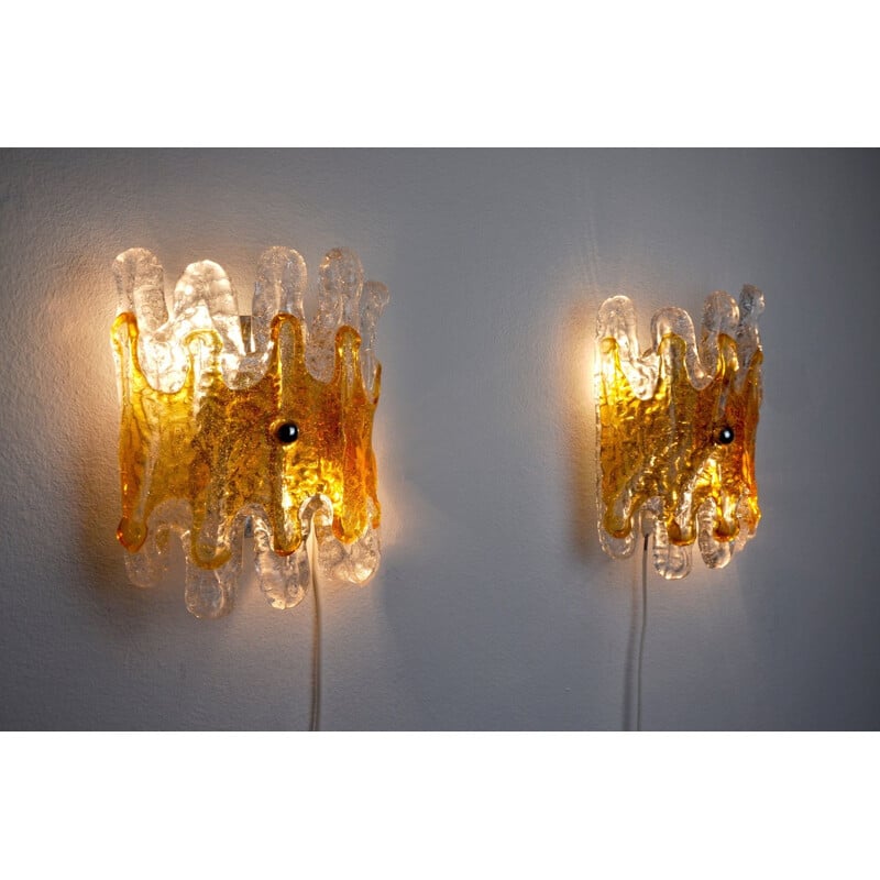 Pair of vintage "Lava" sconces by Carlos Nason for Murano, Italy 1970s