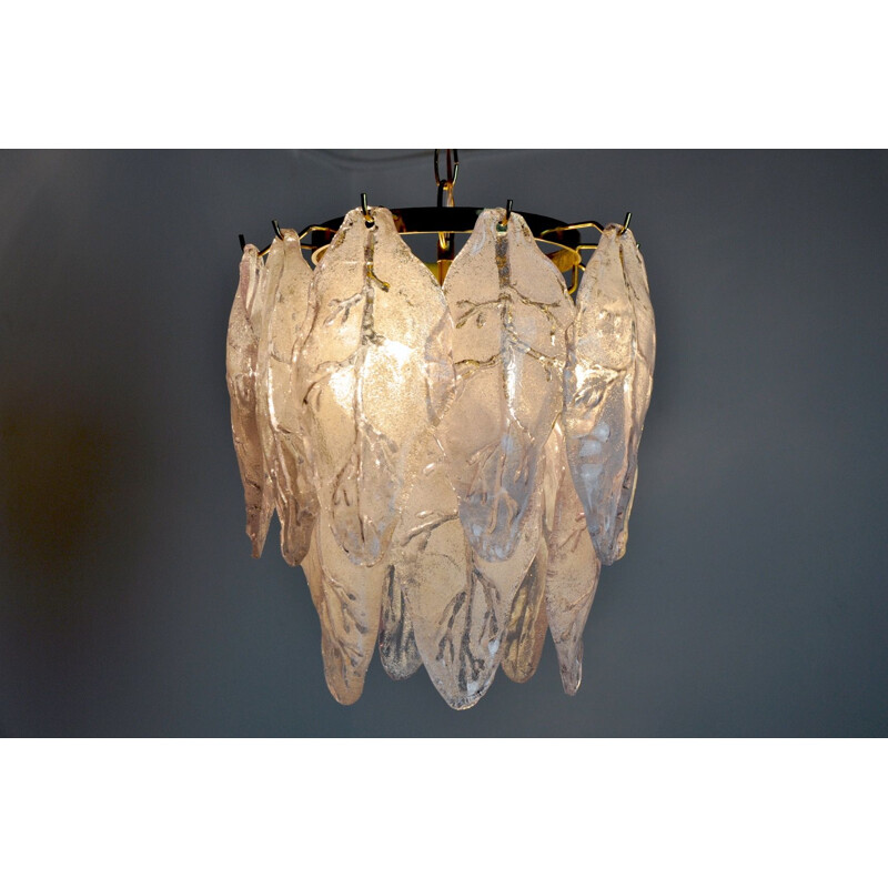 Vintage Mazzega chandelier in Murano glass lila, Italy 1970s