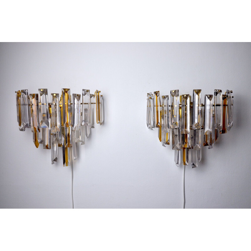 Pair of vintage Paolo Venini two-tone sconces, Italy 1970s