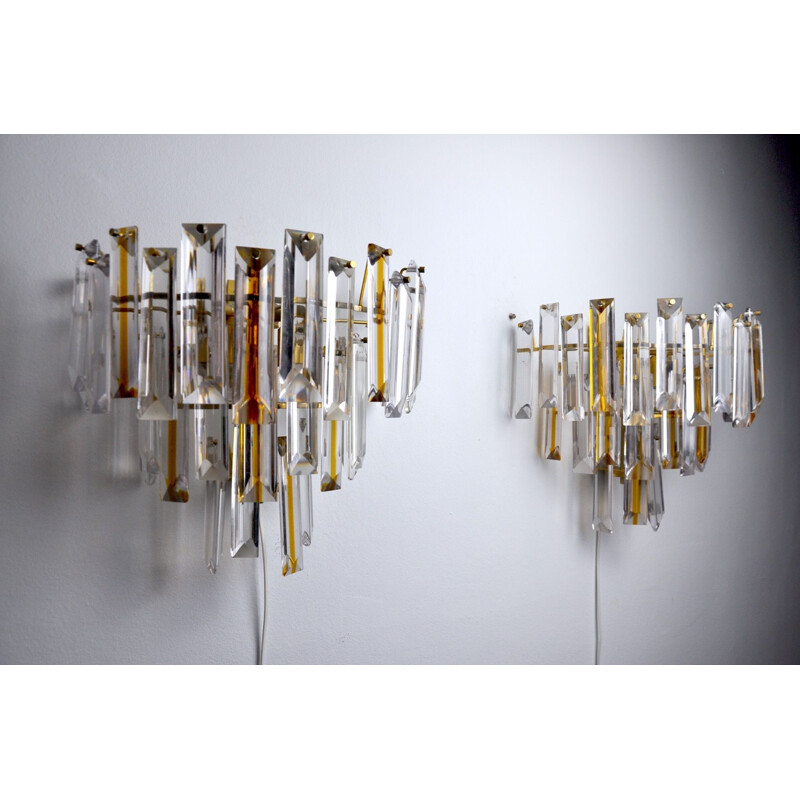 Pair of vintage Paolo Venini two-tone sconces, Italy 1970s