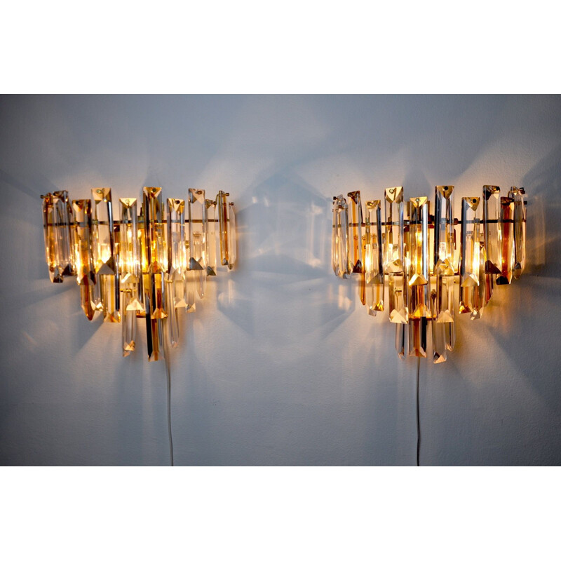 Pair of vintage Paolo Venini two-tone sconces, Italy 1970s