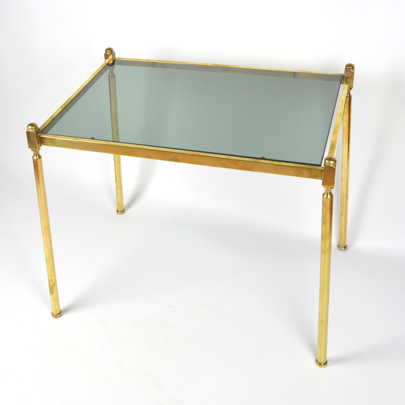 Pair of vintage brass modular tables in Hollywood Regency, France 1960s