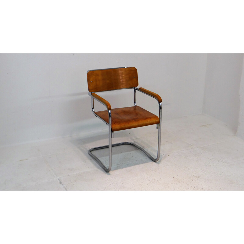 B34 armchair in chromed steel and plywood, Marcel BREUER - 1930s