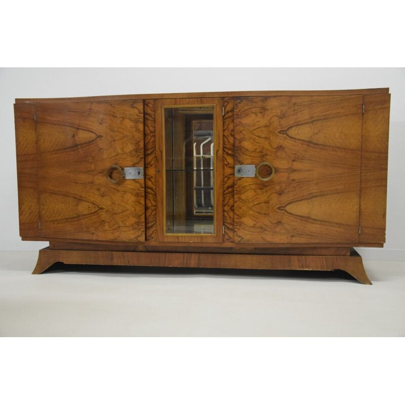 Vintage art deco sideboard with walnut credenza, 1930