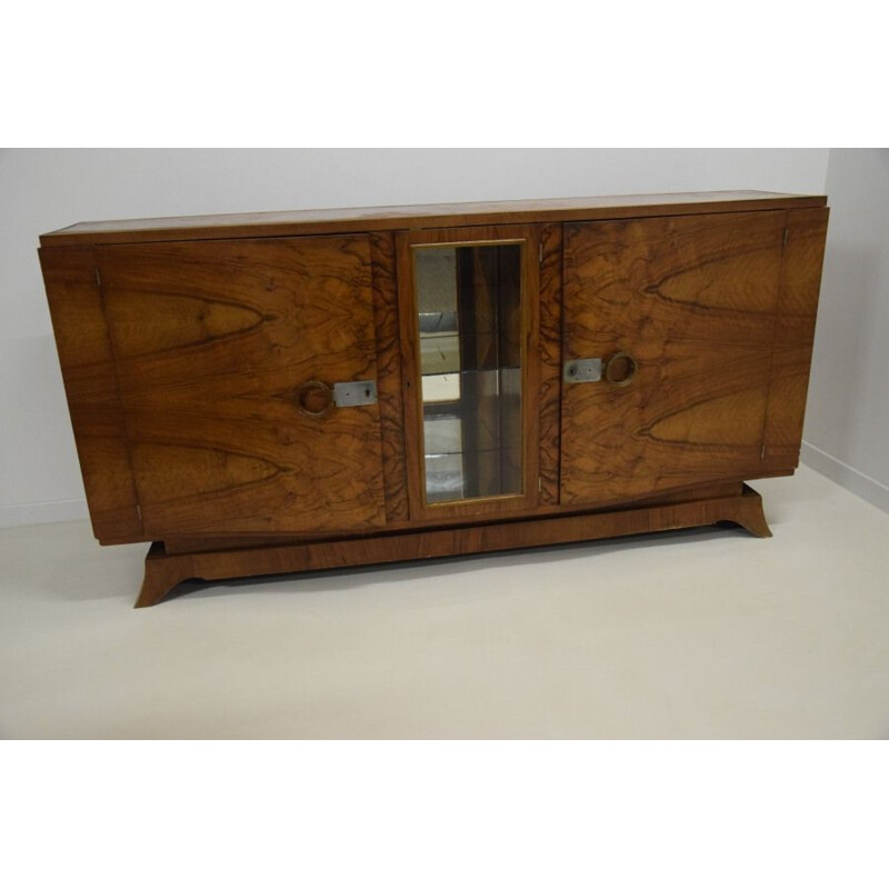 Vintage art deco sideboard with walnut credenza, 1930