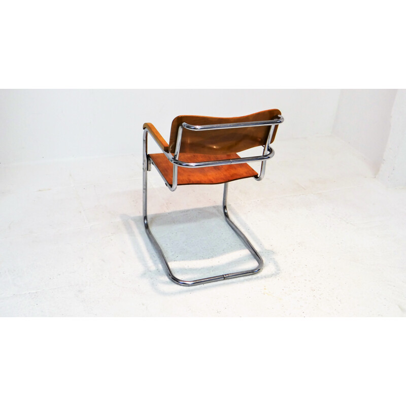 B34 armchair in chromed steel and plywood, Marcel BREUER - 1930s