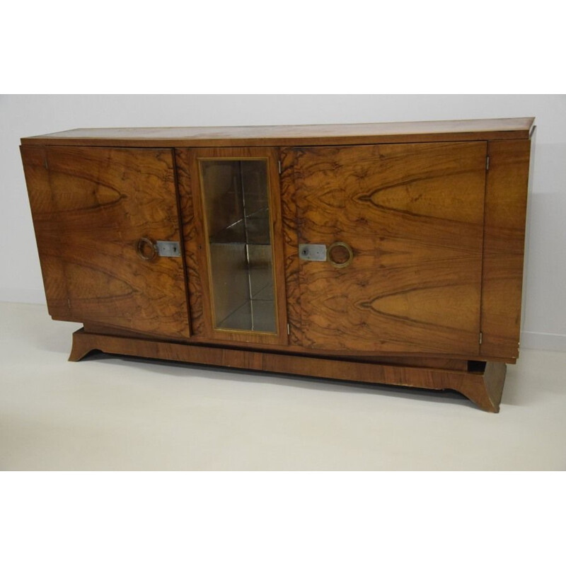 Vintage art deco sideboard with walnut credenza, 1930