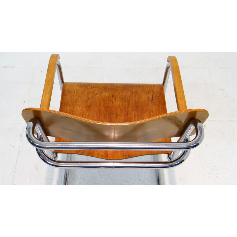 B34 armchair in chromed steel and plywood, Marcel BREUER - 1930s