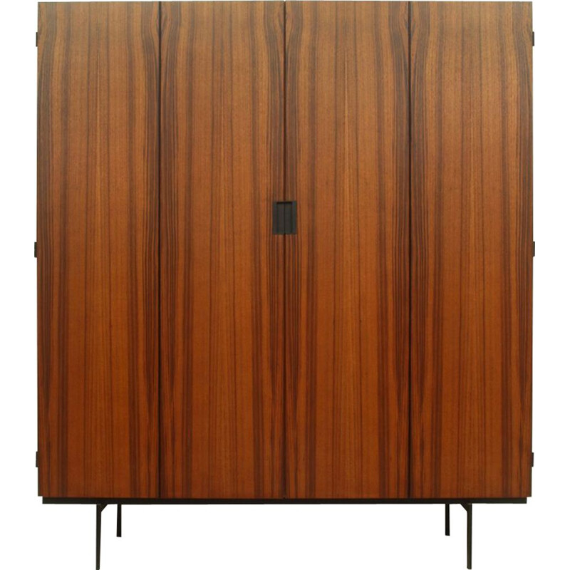 Vintage Teak & Metal Wardrobe Model KU14 by Cees Braakman for UMS Pastoe, Dutch 1950s