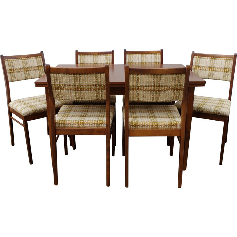 Vintage dining set, table and 6 chairs 1960s