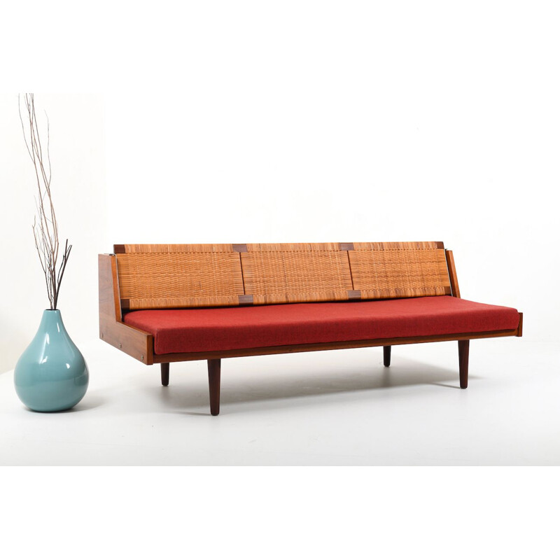 Vintage Daybed GE-258 in Teak and Wicker Cane by Hans J. Wegner 1954s
