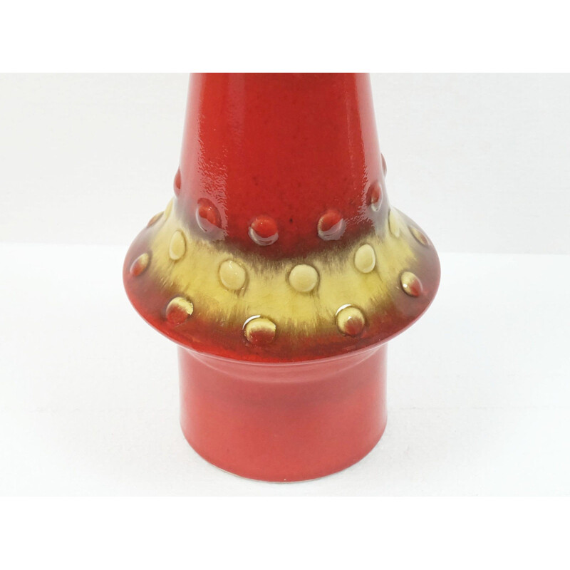 Jasba red and yellow vase in ceramic - 1960s