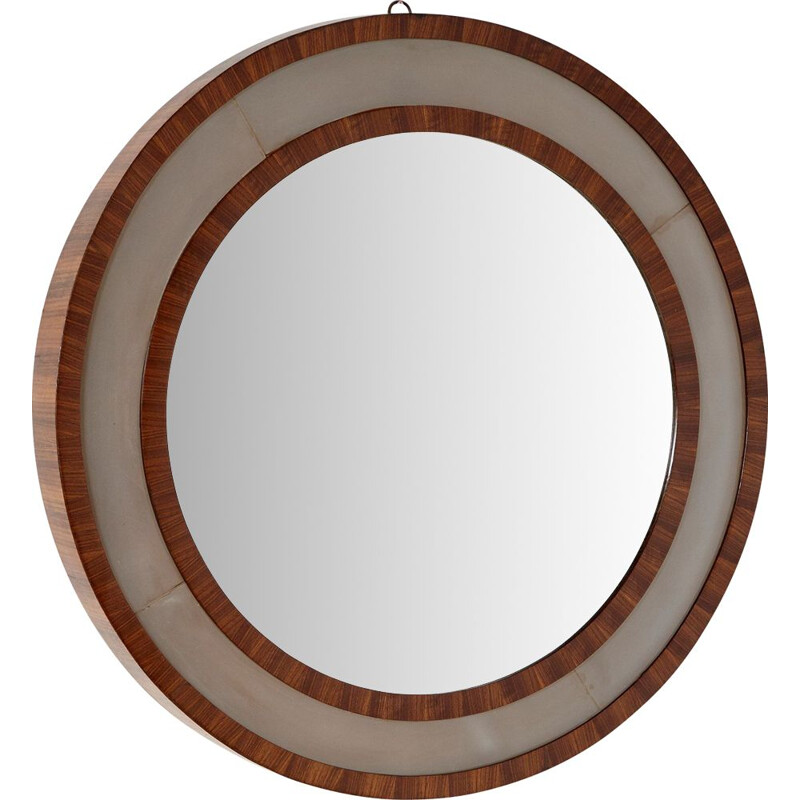 Vintage art deco walnut mirror, 1950