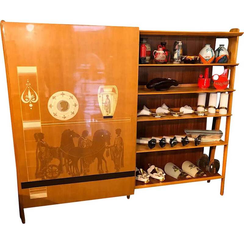 Vintage Vittorio Dassi Modern Bookcase and Wardrobe 1960