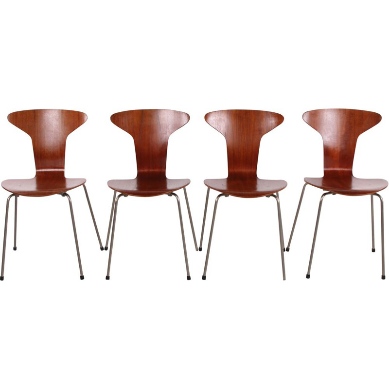 Set van 4 vintage Mosquito 3105 stoelen van Arne Jacobsen