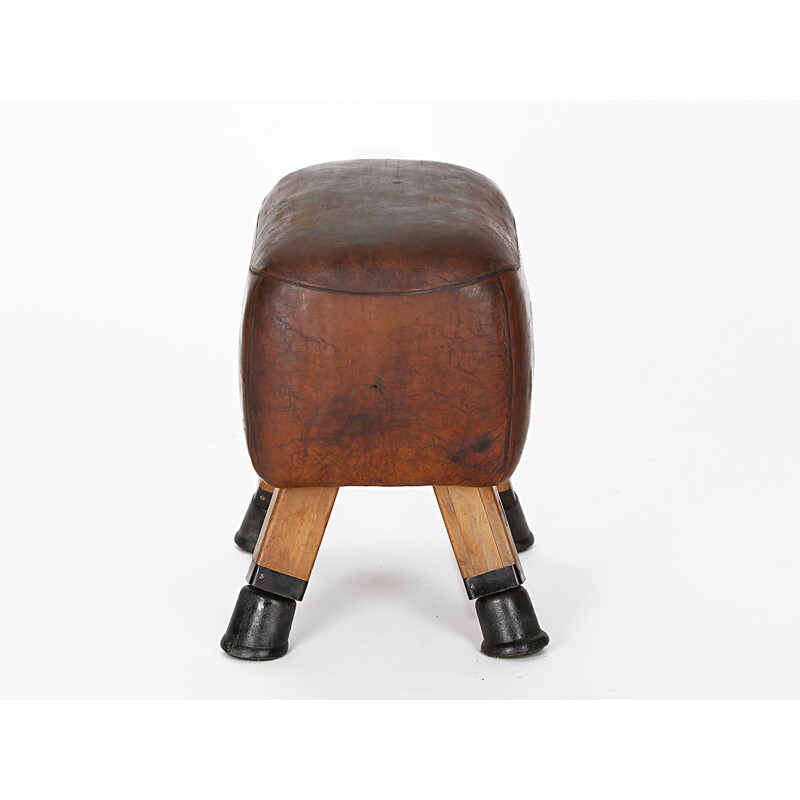 Mid-Century Czech pommel horse in leather - 1930s