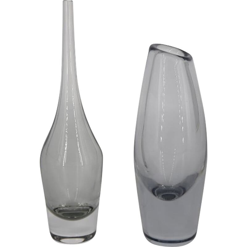 Skandinavische Vintage-Vase aus Glas mit schmalem Hals, Schweden 1960