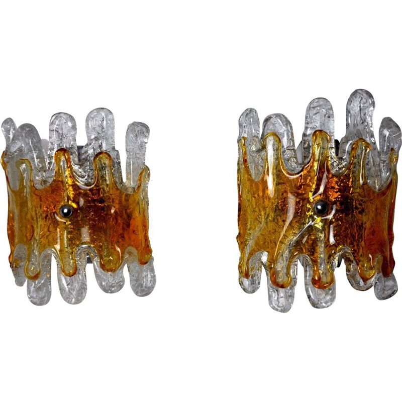 Pair of vintage "Lava" sconces by Carlos Nason for Murano, Italy 1970s