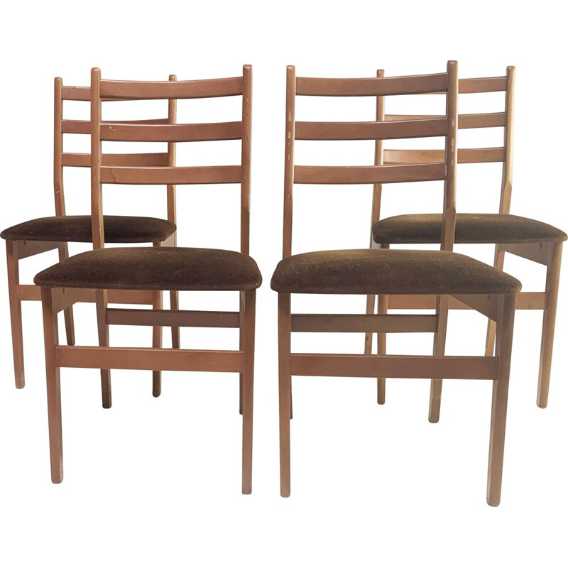 Set of 4 vintage dining chairs 1970s